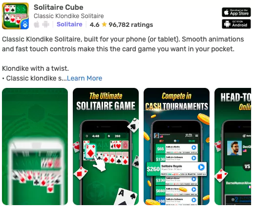 Solitaire cube for money