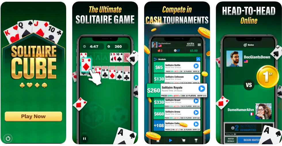 Solitaire cube game for cash