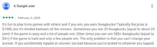 Comment of a Swagbucks live player 