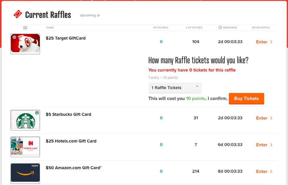 Ongoing Raffles on Best Survey App PrizeRebel to make extra money of up to $50 online.