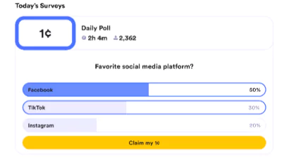 Easy daily poll on Eureka Surveys to get instant money on PayPal. It takes few seconds to answer and earn a cent. Must try app that pays to PayPal with a very low minimum payout threshold. 
