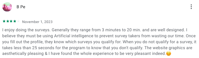Positive comment by the user of Zap Surveys, one of the highest paying online surveys for money.